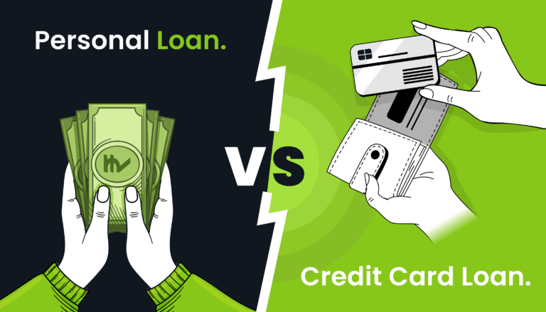 Comparison of personal loans and credit card loans showing features like interest rates, loan tenures, and repayment flexibility with Olyv benefits highlighted.